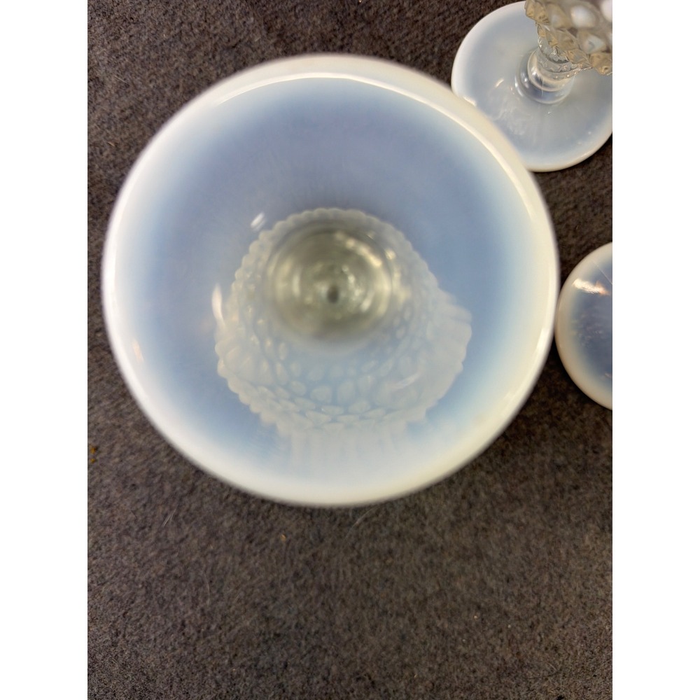 Fenton Moonstone Hobnail Opalescent‎ Glass Goblets Set of 6 White Vintage MCM - Picture 6 of 8